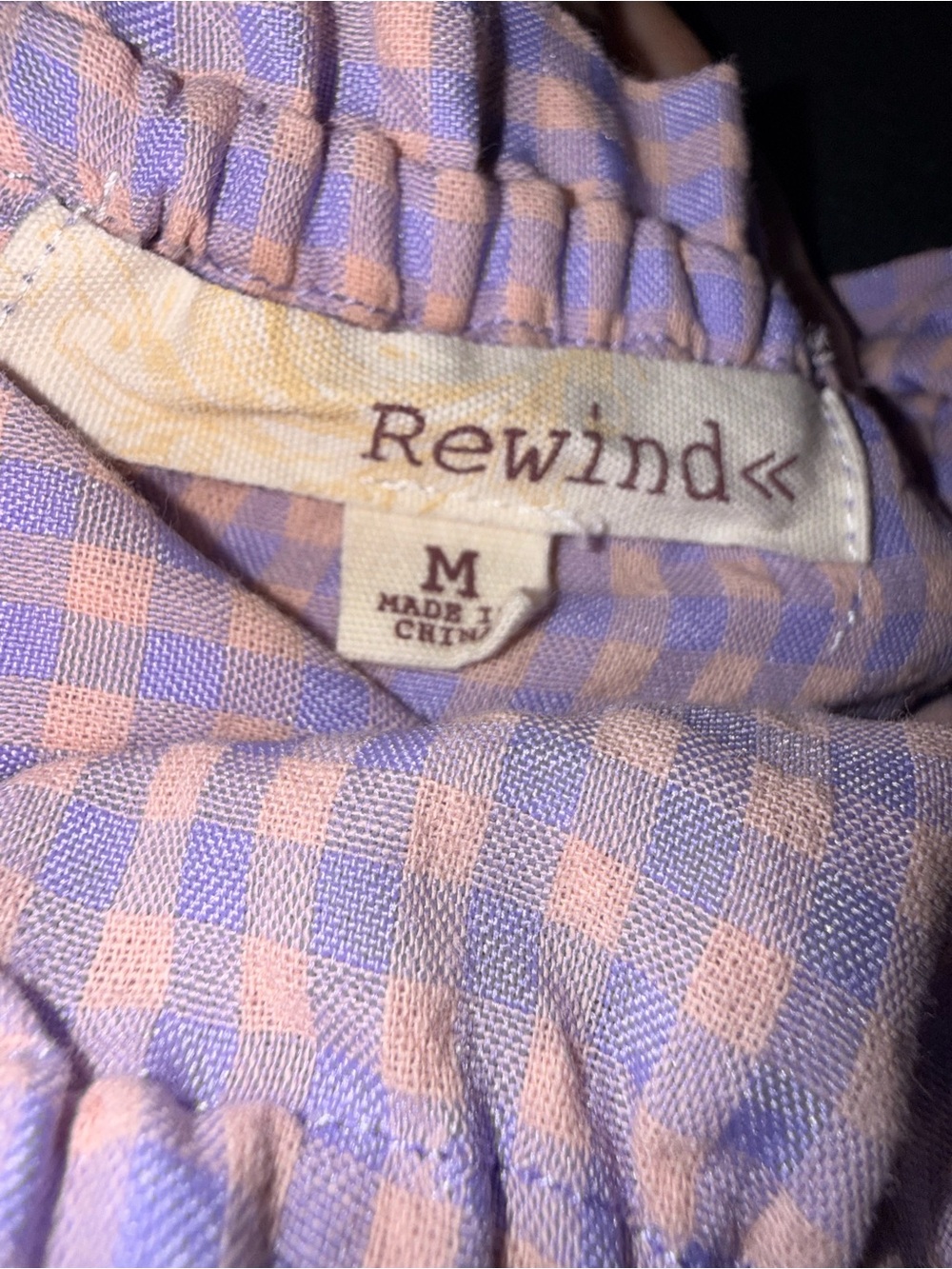 Rewind Lavender Gingham Ruffle Tank - Picture 5 of 5